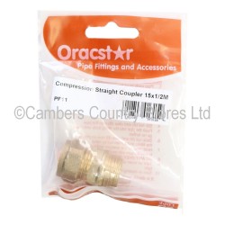 Oracstar Compression Straight Coupler 15mm x 1/2"